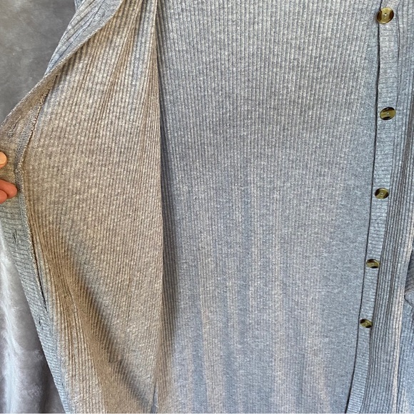 🎉Allison Joy by EVEREVE Ribbed Knit Duster Cardigan. Women’s Size LG, Grey - Picture 7 of 11